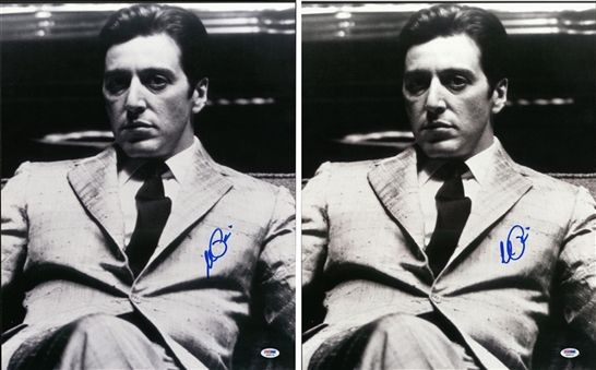 Lot of (2) Al Pacino Signed 16 x 20 "The Godfather" Black & White Photographs (PSA/DNA)